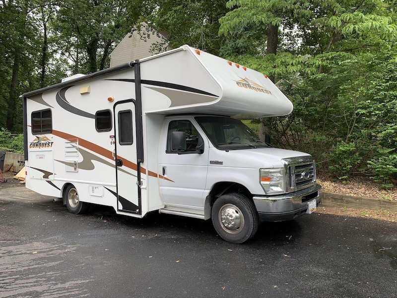 Our 2008 Class C RV parked in a driveway