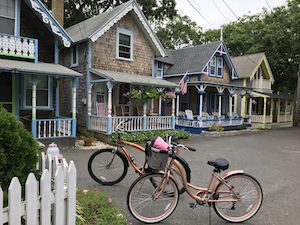 Our bikes parked in front of the Tiny Houses on Martha's Vineyard