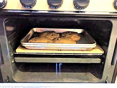 RV Oven with baking stone and chocolate chip cookies