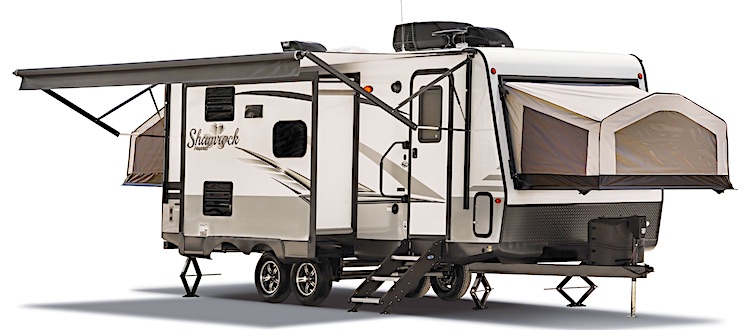 Flagstaff Shamrock 183 hybrid travel trailer under 4000 lbs ext