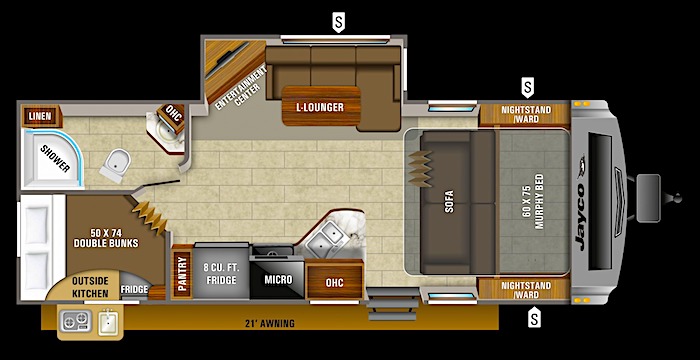 Jayco White Hawk 24MBH bunk beds floor plan