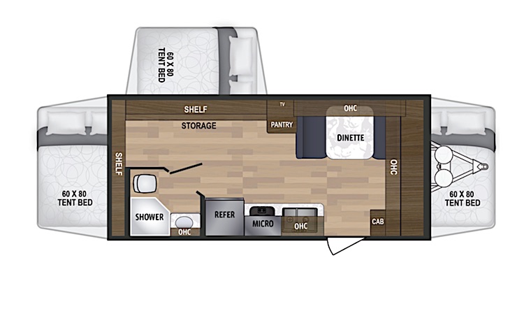 Kodiak Cub 179E hybrid travel trailer floor plan
