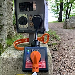 RV Surge Protector at Electric Hookup at RV campsite