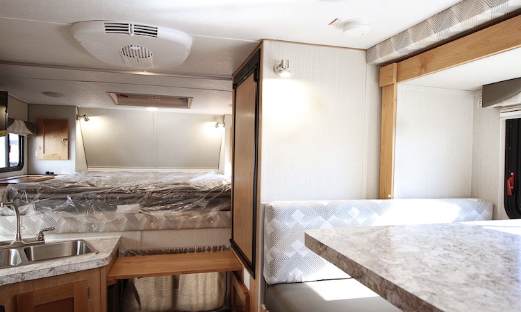 Rugged mountain truck camper interior