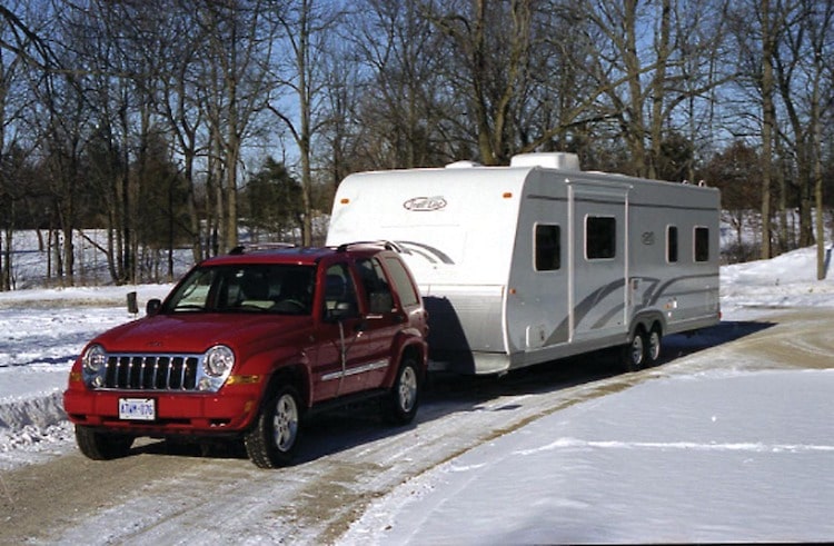 Towing a travel trailer in snow and ice