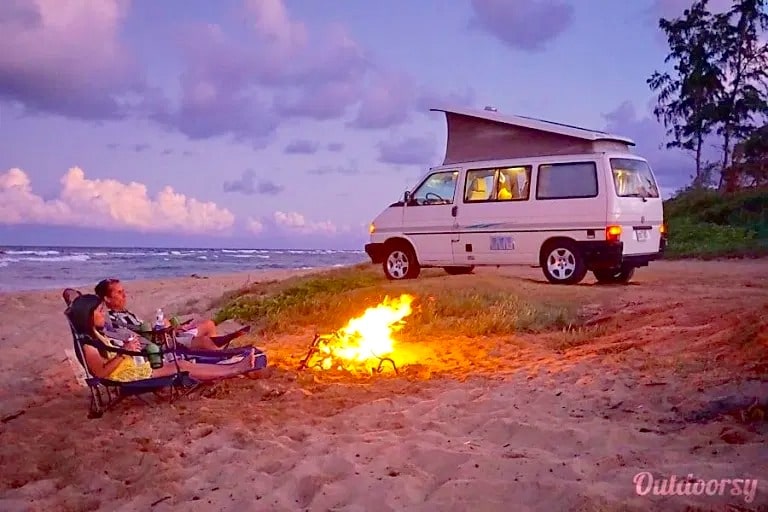 Kauai Camper Van on the beach