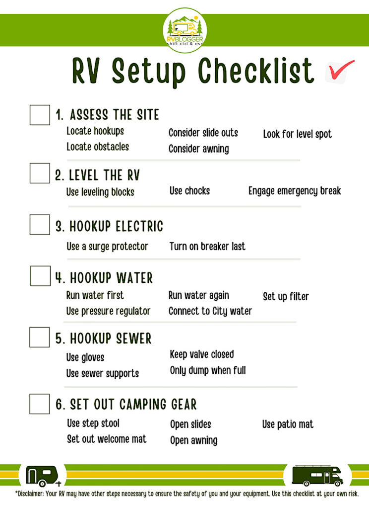 RV Campsite Checklist for beginners