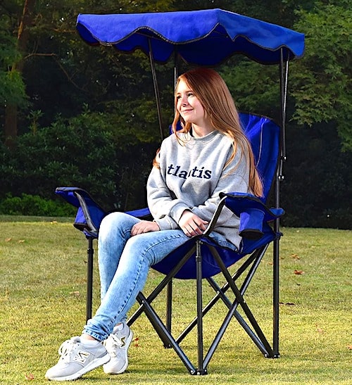 ALPHA CAMP Heavy Duty Canopy Lounge Chair with Sunshade