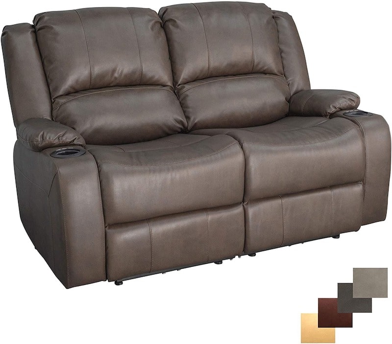 RecPro Charles 58 inch Powered Double RV Wall Hugger Recliner Sofa RV Loveseat