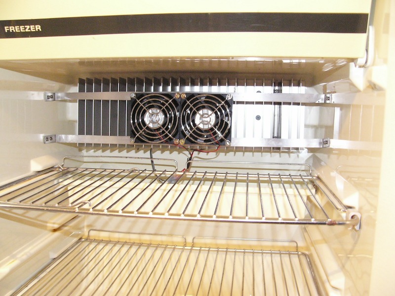 RV fridge fan inside an RV refigerator
