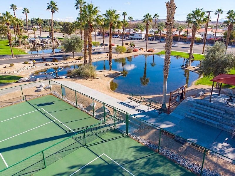 caliente pickleball courts with pond rv retirement community