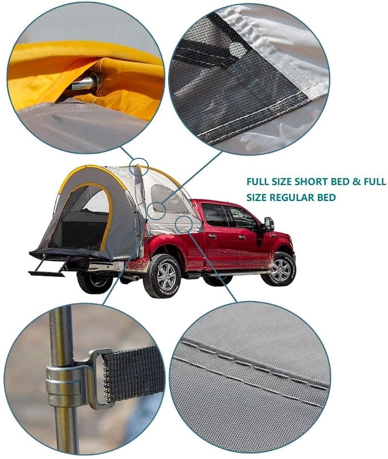 Truck Bed Tent Size shape materials windows