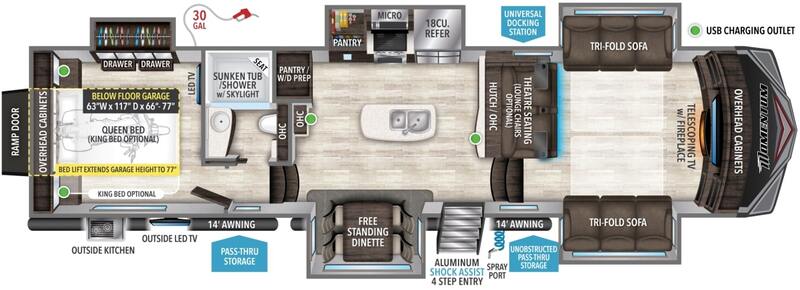 Grand Design Momentum 376TH 5th Wheels Front Living Room Floor Plan