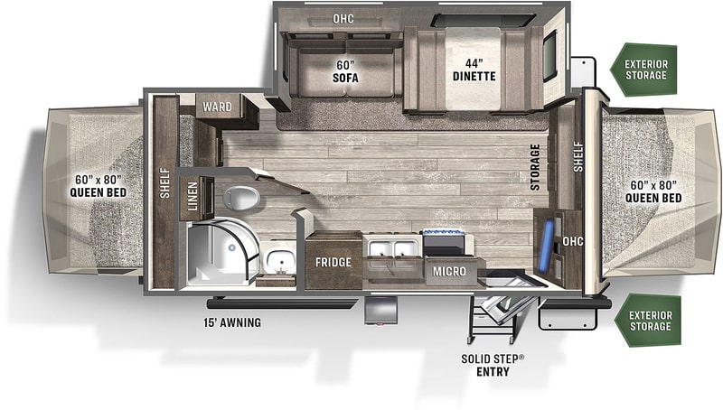 Forest River Flagstaff Shamrock Expandable Hybrid Floor Plan