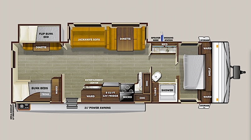 Starcraft Autumn Ridge Travel Trailer 32BHS floor plan with bunks