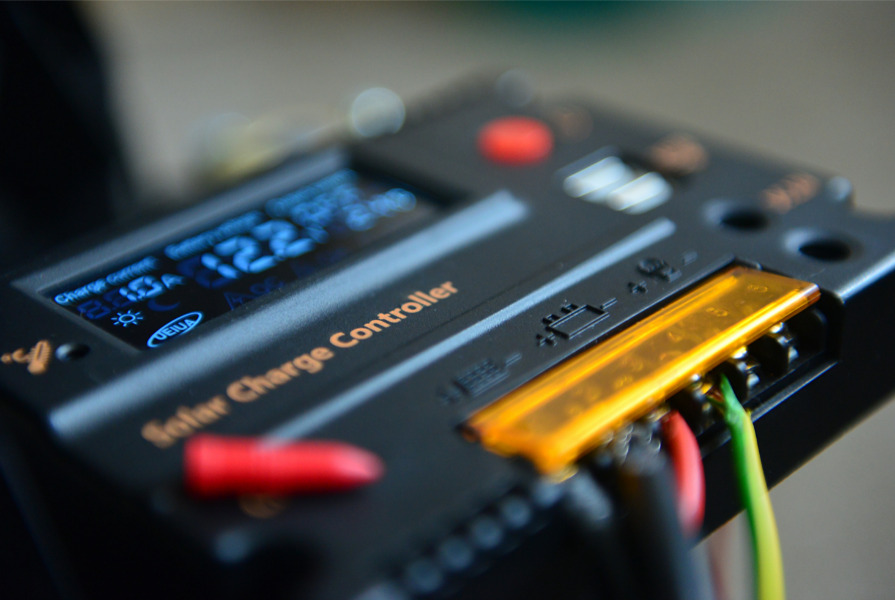 Close up shot of a solar charge controller product