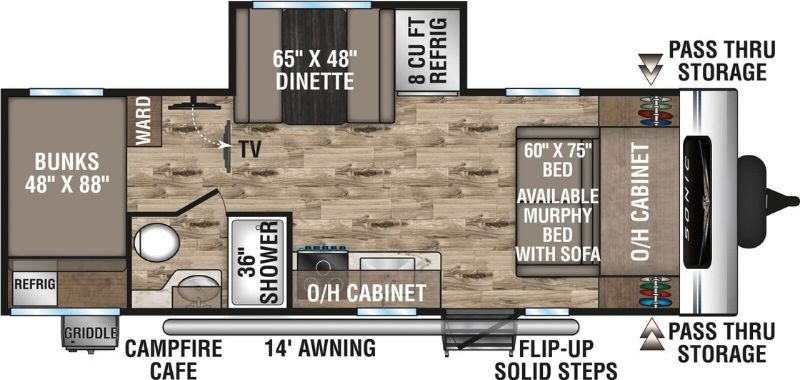 Cool Travel Trailer Floor Plans Venture Sonic 211VDB Floorplan