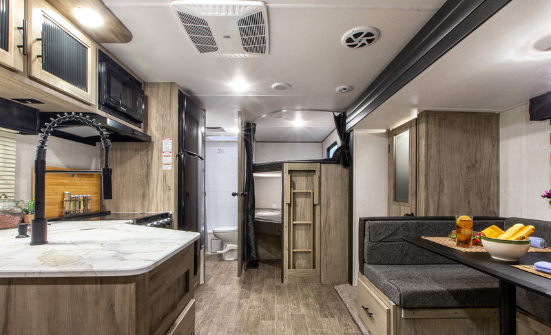 RV Traveling for Dog Shows Forest River Cherokee Alpha Wolf 23DBH-L Interior