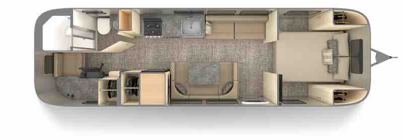 Best RV for Working Remotely on the Road Airstream Flying Cloud 30FB Office Floorplan