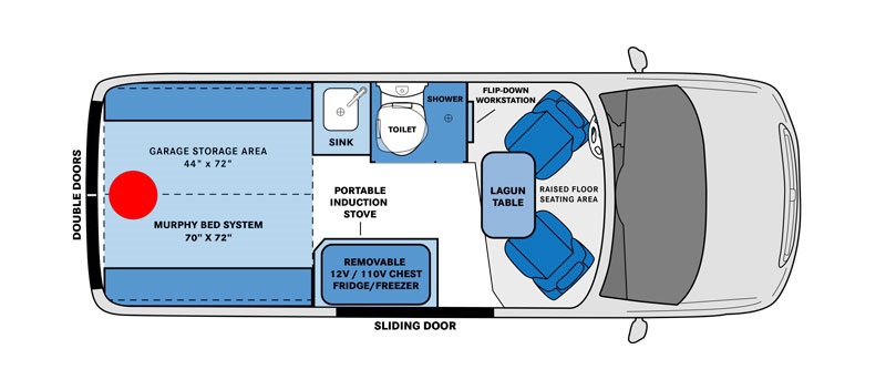Best Class B RV Manufacturer Pleasure Way Rekon 4x4 Floorplan