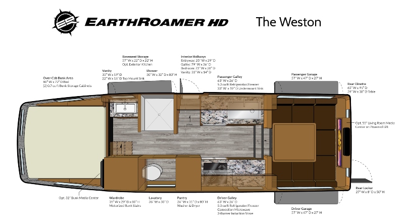Off Road RV EarthRoamer HD Weston Floorplan