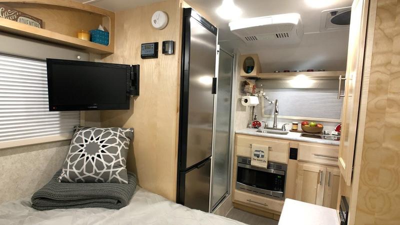 Teardrop Camper With a Bathroom Xtreme Outdoors Little Guy Mini Max Interior