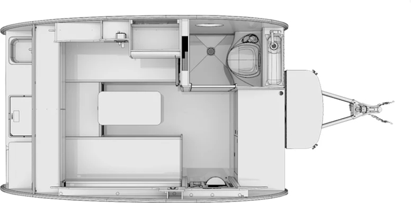 Teardrop Camper With a Bathroom nuCamp TAB CS-S Floorplan