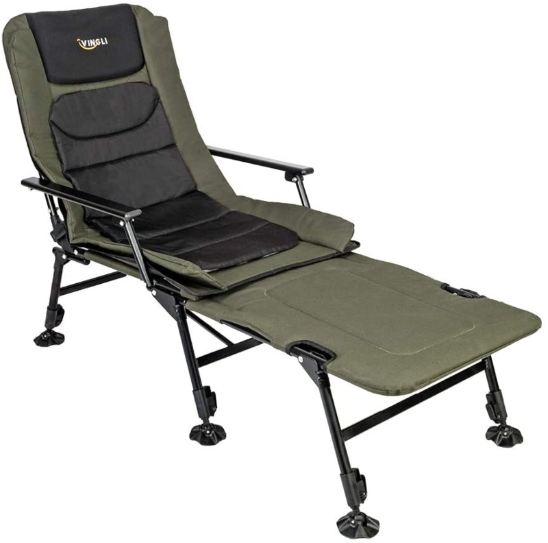 VINGLI Oversized Reclining camping chair Fishing Chair with Footrest 