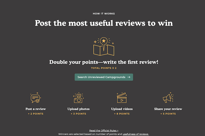 Earning Points with The Dyrt Contests and Reviews
