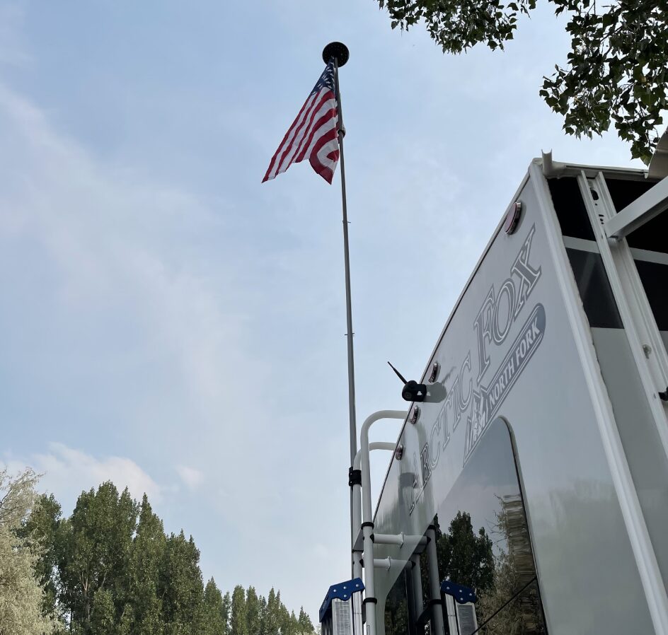 flag pole on back of RV