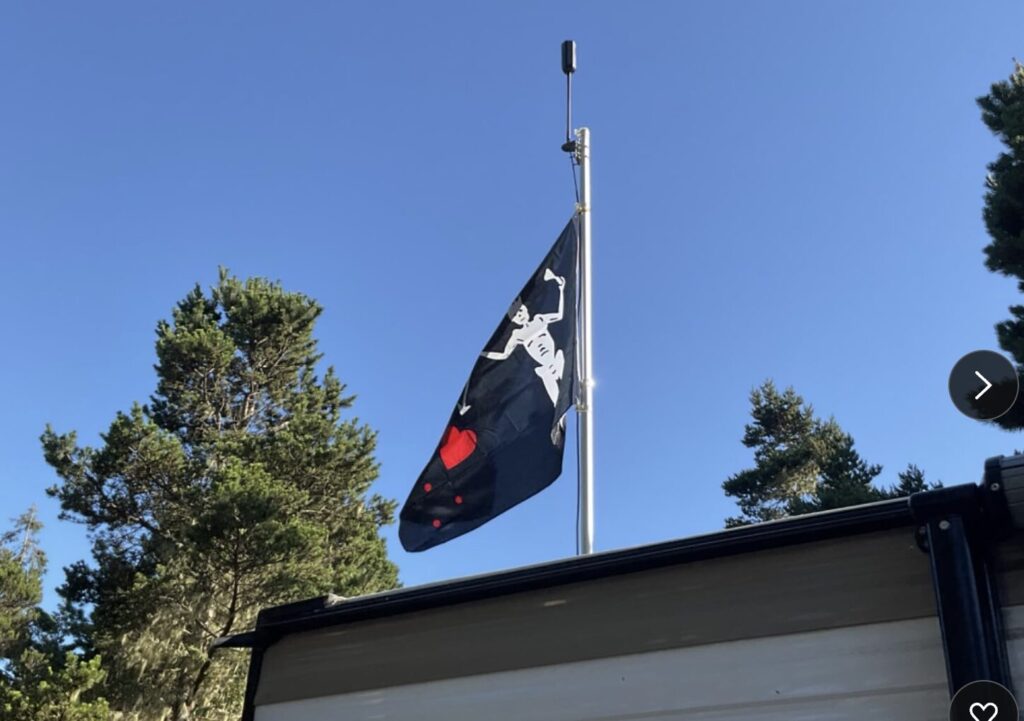 flag pole on back of RV