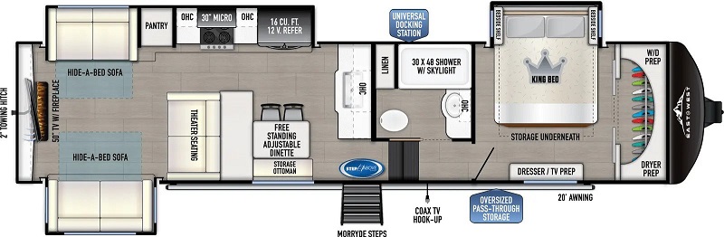10 RVs with Fireplaces - East To West Blackthorn 3300RD Floorplan