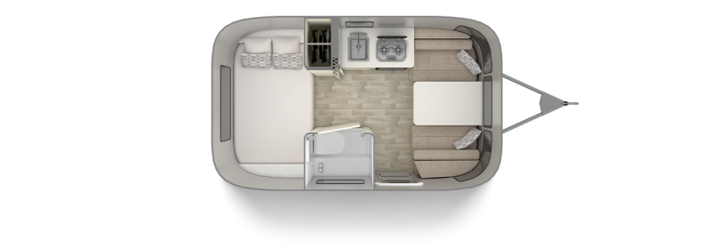 Airstream Bambi travel trailers under 5000 lbs floor plan