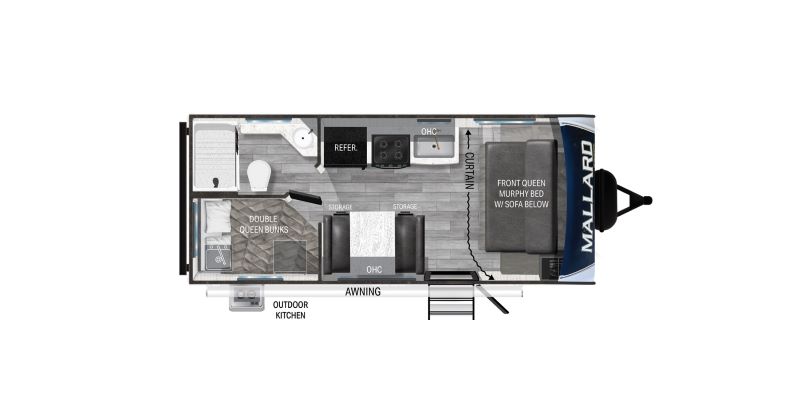 Heartland Mallard T180BH Floorplan - Travel Trailer Outdoor Kitchen