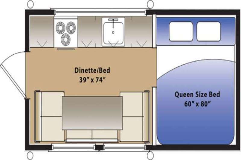 Hallmark Milner Pop Up Camper With Bathroom Optional Toilet and Shower Floorplan