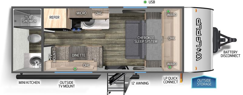 Forest River Cherokee Black Lable 16GFQBL Floorplan Camper Trailers Without Slide-Outs