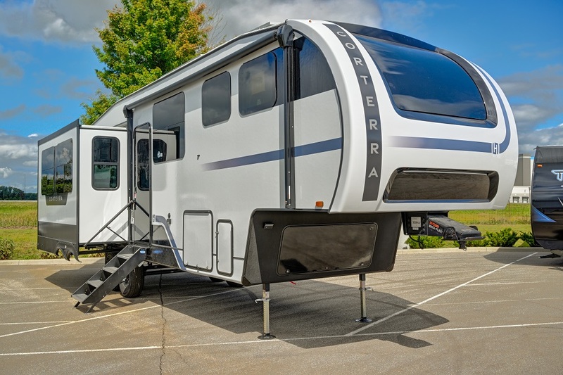 The Heartland Corterra 28.1BH is one of the best 5th wheel Rvs and campers for beginners