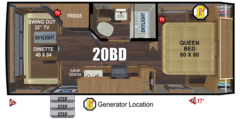 Outdoors RV Back Country 20BD Floorplan