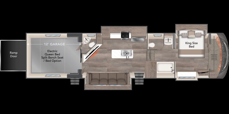 DRV Suites Full House LX455 Floorplan 5th Wheels Bath and a Half