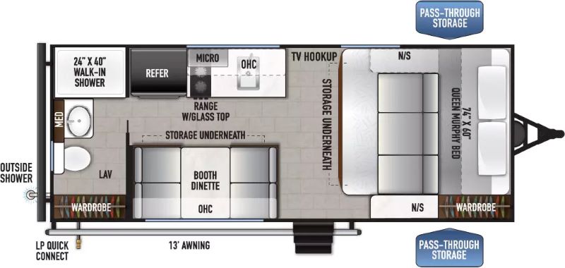 East To West Silver Lake 16RBLE Floorplan - Campers to Tow with SUV
