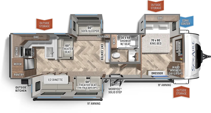 Palomino SolAire 306RKTS floor plan showing the washer and dryer location