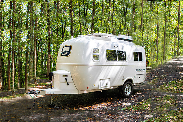 Oliver fiberglass travel trailers are terrific. This one is all white on the exterior