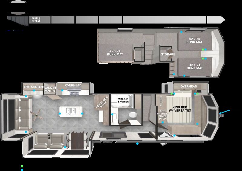 Forest River Salem Villa 42DL Floorplan RVs with 3 Bedrooms