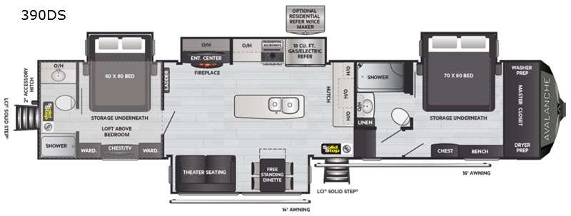 Keystone Avalanche 390DS Floorplan