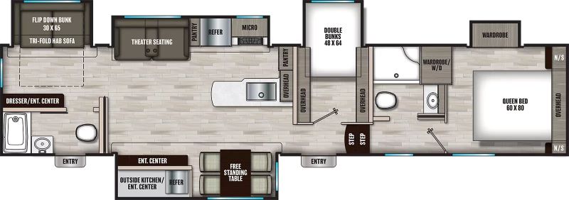 Shasta Phoenix 373MBRB Floorplan RVs with 3 Bedrooms
