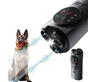 Dog bark deterrent device with light and sound