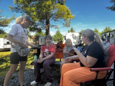 halloween at Ramblin Pines campground where we had a ton of people cut through our campsite